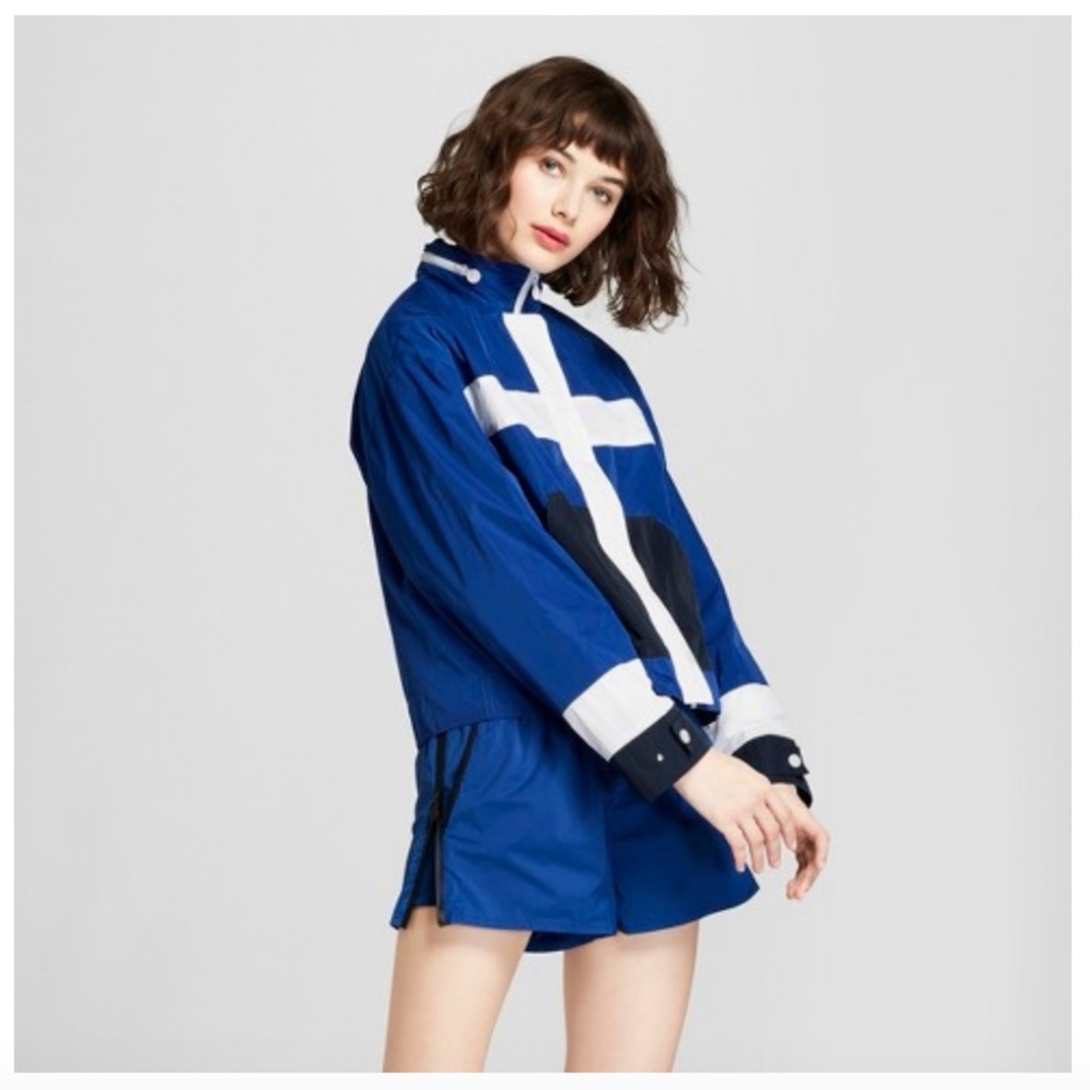 Hunter Colorblock Hooded Windbreaker Jacket - Blue